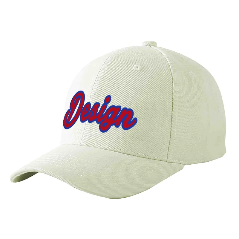 Vintage-style baseball capsCustom Cream Red-Royal Curved Eaves Sport Design Baseball Cap