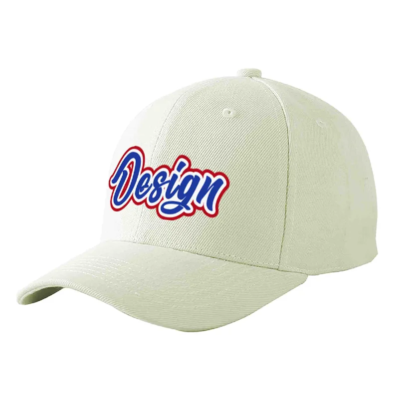 Baseball caps for winterCustom Cream Royal-White Curved Eaves Sport Design Baseball Cap