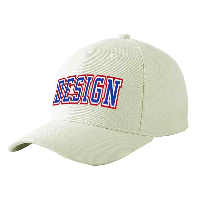 Baseball cap accessoriesCustom Cream Royal-White Curved Eaves Sport Design Baseball Cap