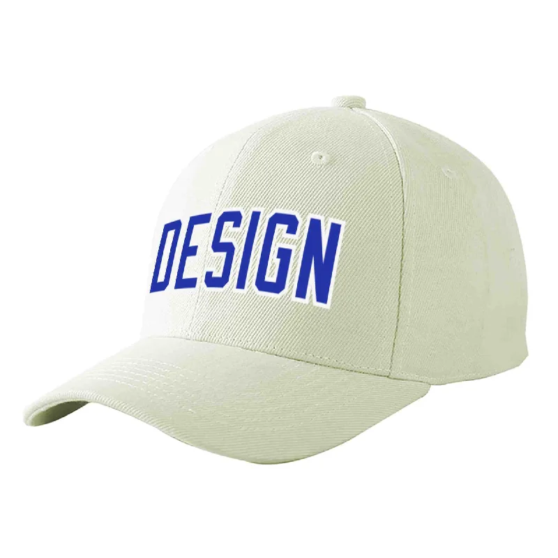 Baseball caps for different age groupsCustom Cream Royal-White Curved Eaves Sport Design Baseball Cap