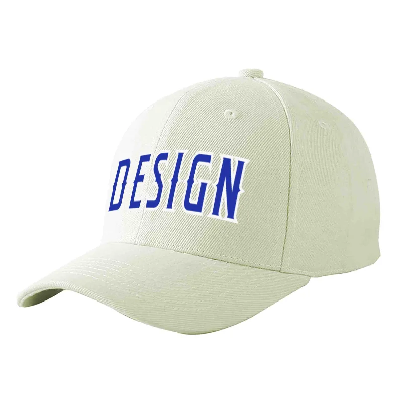 Baseball caps for outdoor activitiesCustom Cream Royal-White Curved Eaves Sport Design Baseball Cap