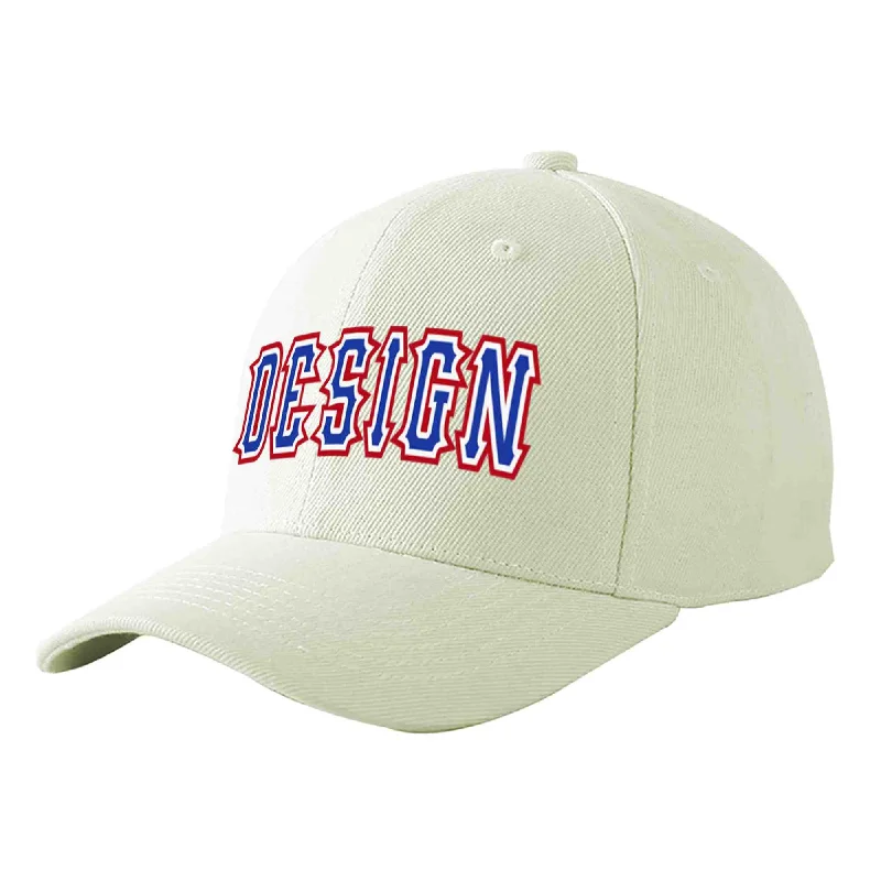 Classic baseball cap stylesCustom Cream Royal-White Curved Eaves Sport Design Baseball Cap