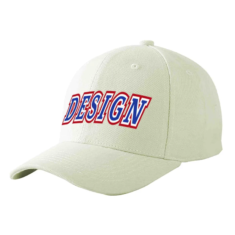 Baseball caps for sports fansCustom Cream Royal-White Curved Eaves Sport Design Baseball Cap