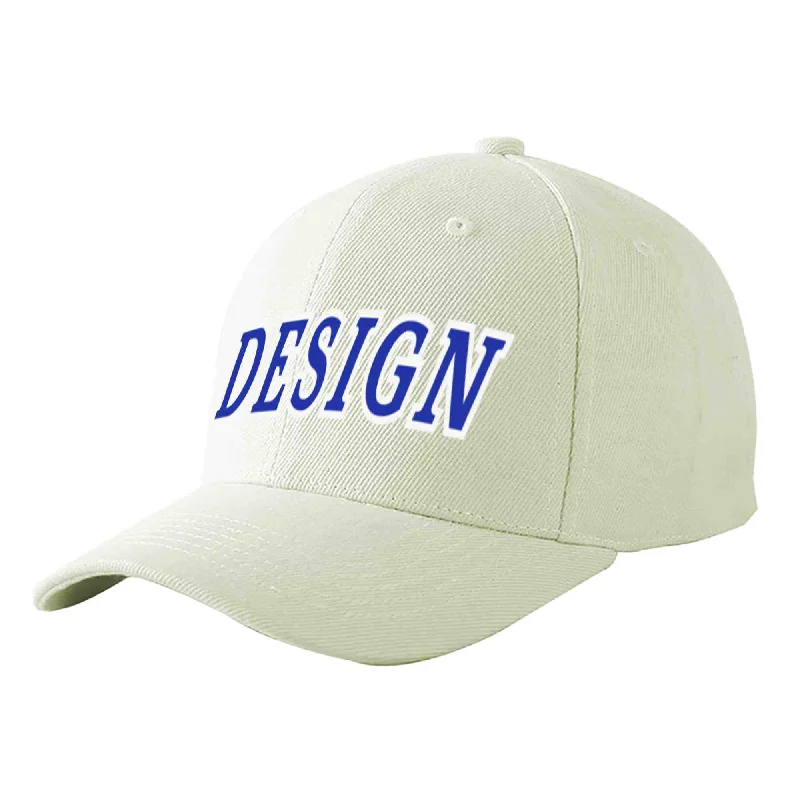 Baseball caps matching with jerseysCustom Cream Royal-White Curved Eaves Sport Design Baseball Cap