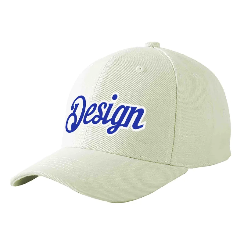 How to adjust a baseball cap fitCustom Cream Royal-White Curved Eaves Sport Design Baseball Cap