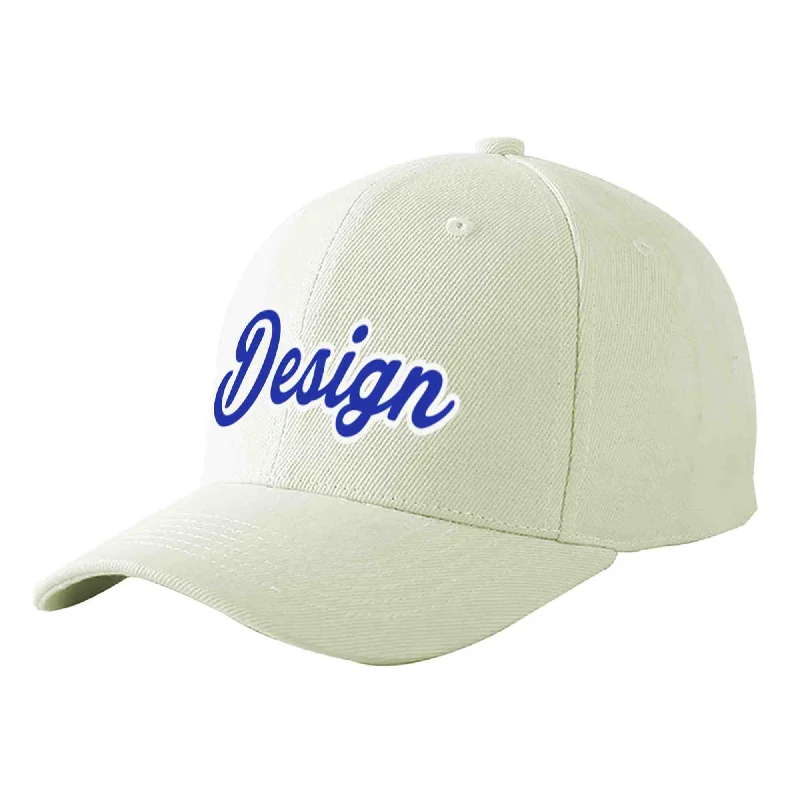 Second-hand baseball capsCustom Cream Royal-White Curved Eaves Sport Design Baseball Cap