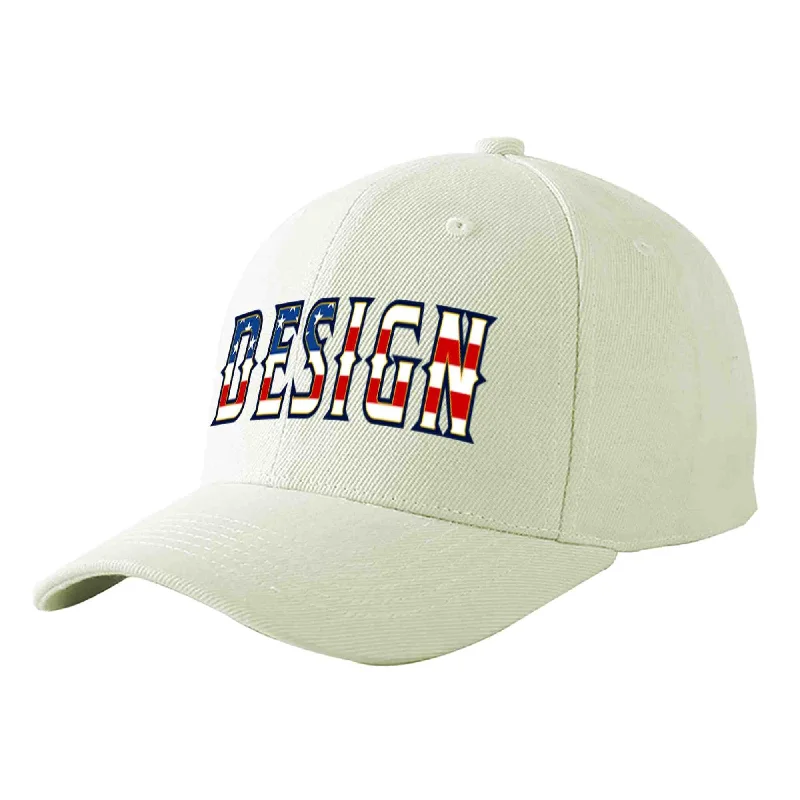 Baseball caps for casual wearCustom Cream Vintage USA Flag-Gold Curved Eaves Sport Design Baseball Cap