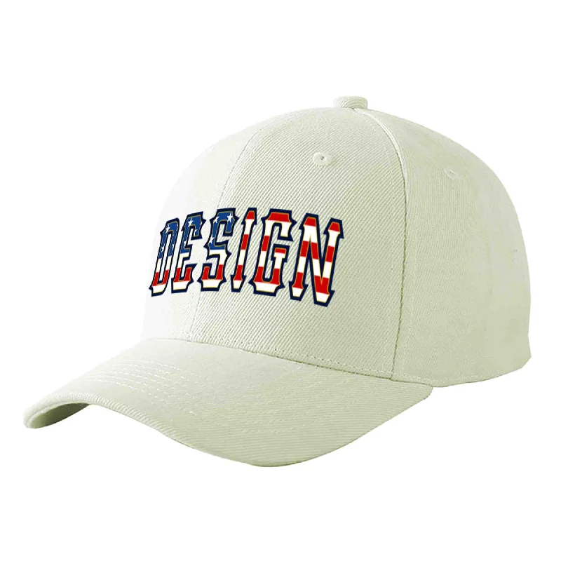 Baseball caps for different head shapesCustom Cream Vintage USA Flag-Gold Curved Eaves Sport Design Baseball Cap