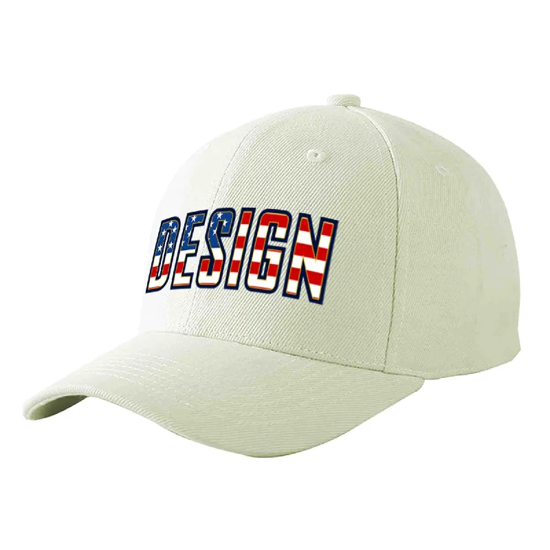 Baseball caps for rainy weatherCustom Cream Vintage USA Flag-Gold Curved Eaves Sport Design Baseball Cap