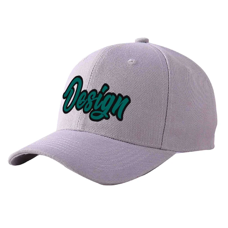 Best materials for baseball capsCustom Gray Aqua-Black Curved Eaves Sport Design Baseball Cap