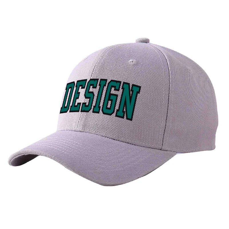 Baseball caps for kidsCustom Gray Aqua-Black Curved Eaves Sport Design Baseball Cap