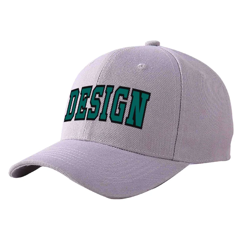 Baseball caps for different seasonsCustom Gray Aqua-Black Curved Eaves Sport Design Baseball Cap