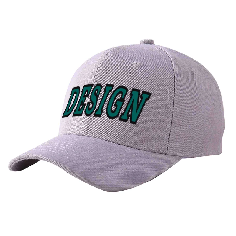 Baseball caps for adultsCustom Gray Aqua-Black Curved Eaves Sport Design Baseball Cap