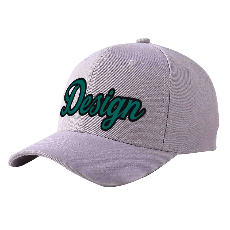 Best baseball cap brandsCustom Gray Aqua-Black Curved Eaves Sport Design Baseball Cap