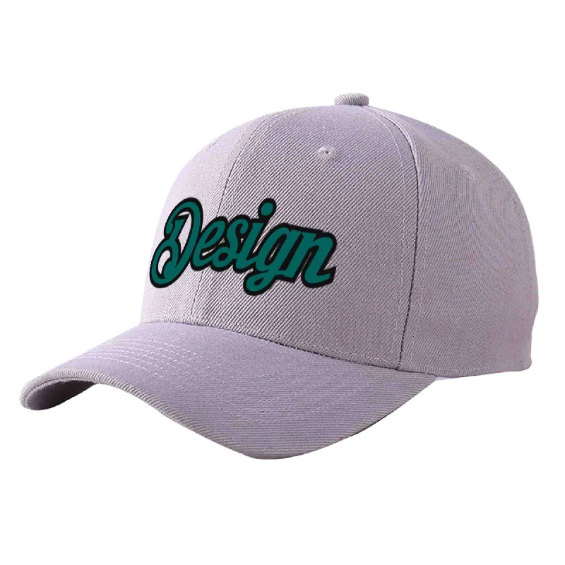 Vintage-style baseball capsCustom Gray Aqua-Black Curved Eaves Sport Design Baseball Cap