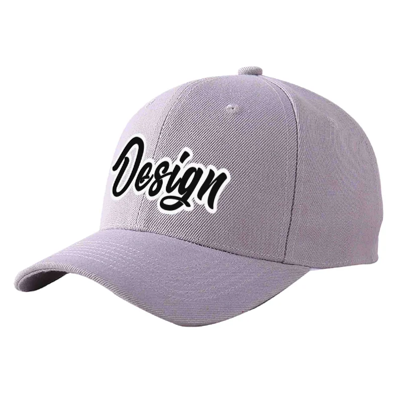 Baseball caps for different age groupsCustom Gray Black-White Curved Eaves Sport Design Baseball Cap