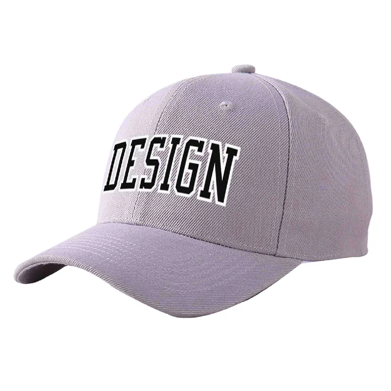 Baseball caps for sun protectionCustom Gray Black-White Curved Eaves Sport Design Baseball Cap