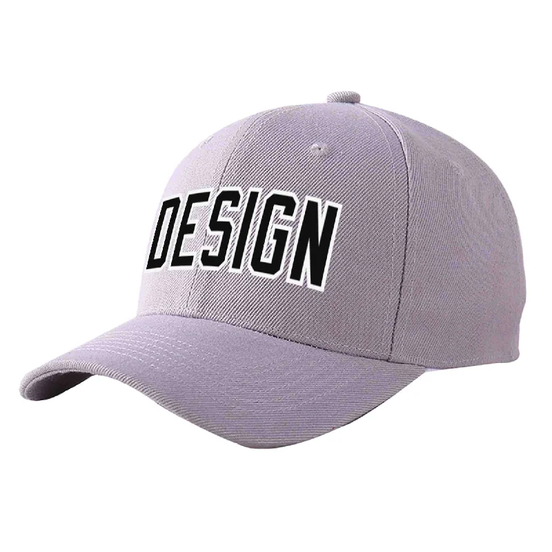 Baseball cap for large headsCustom Gray Black-White Curved Eaves Sport Design Baseball Cap