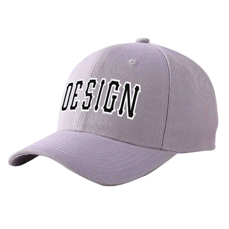 Baseball caps for menCustom Gray Black-White Curved Eaves Sport Design Baseball Cap