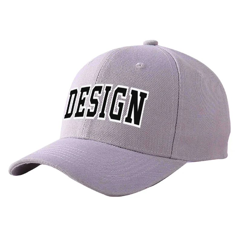 Baseball caps for specific leaguesCustom Gray Black-White Curved Eaves Sport Design Baseball Cap