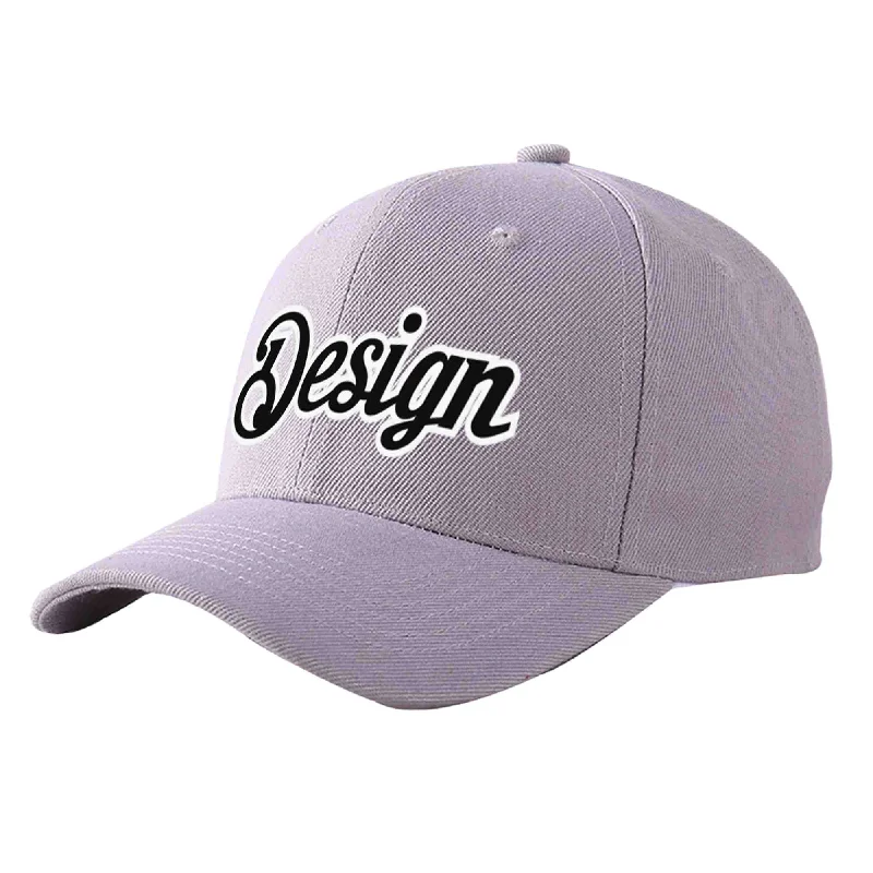 Second-hand baseball capsCustom Gray Black-White Curved Eaves Sport Design Baseball Cap