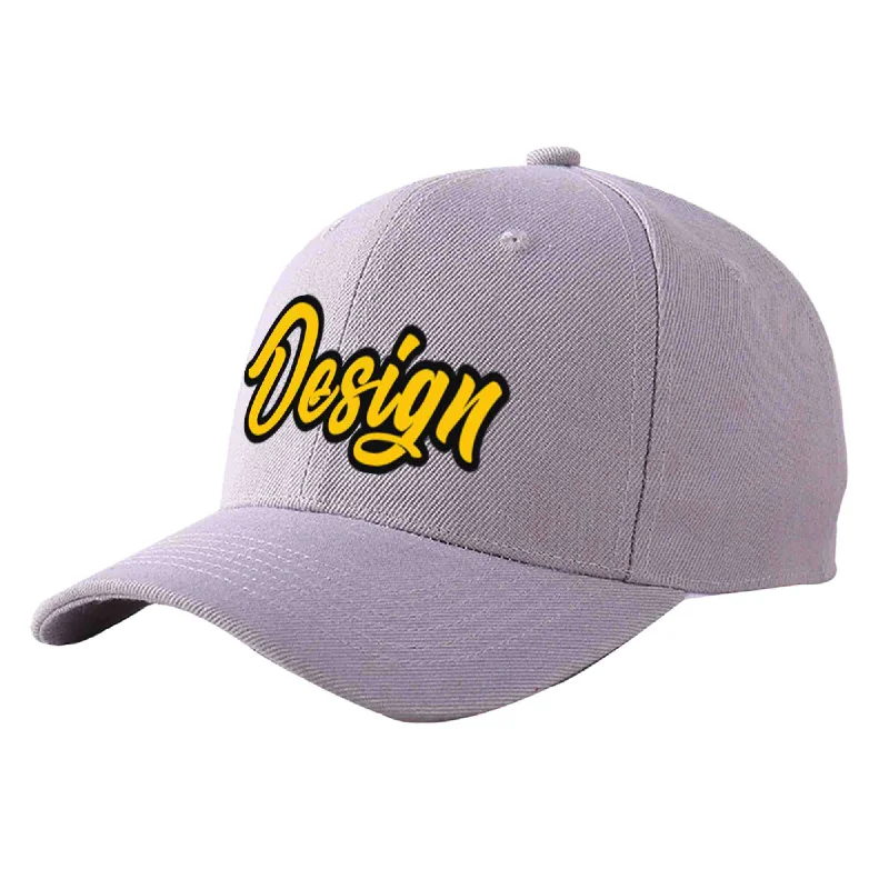 Baseball caps for different seasonsCustom Gray Gold-Black Curved Eaves Sport Design Baseball Cap