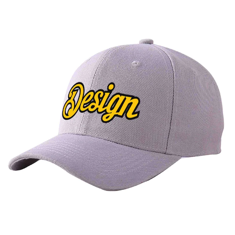 Newest baseball cap releasesCustom Gray Gold-Black Curved Eaves Sport Design Baseball Cap