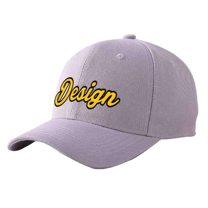 Baseball caps for womenCustom Gray Gold-Black Curved Eaves Sport Design Baseball Cap