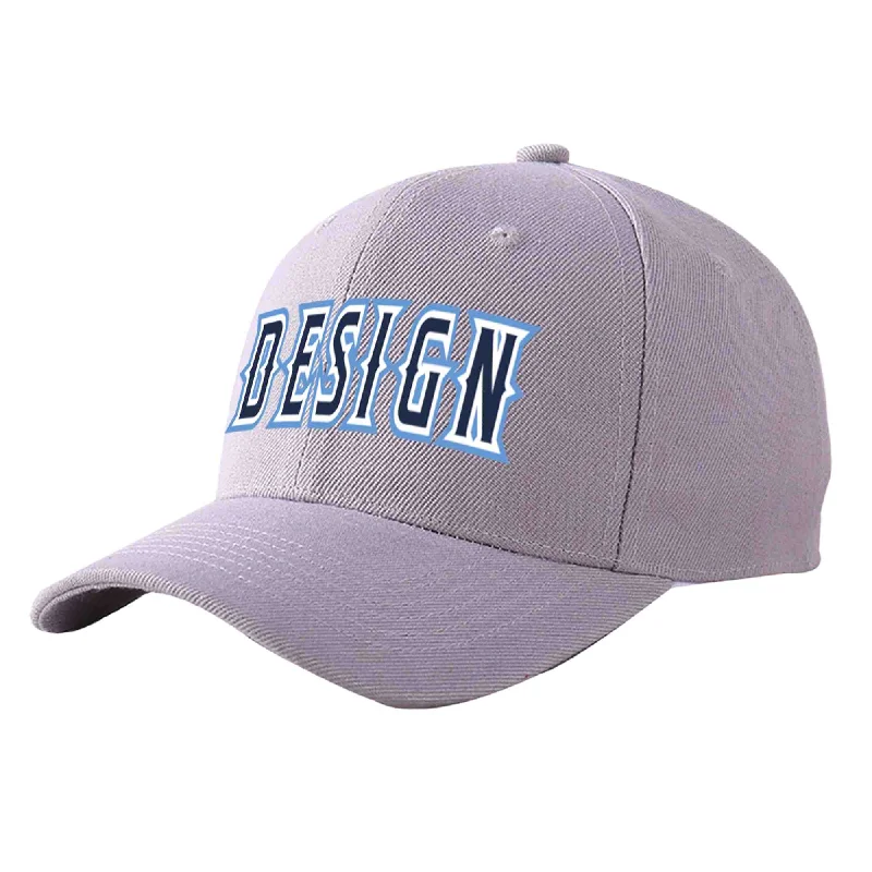 Newest baseball cap releasesCustom Gray Navy-White Curved Eaves Sport Design Baseball Cap