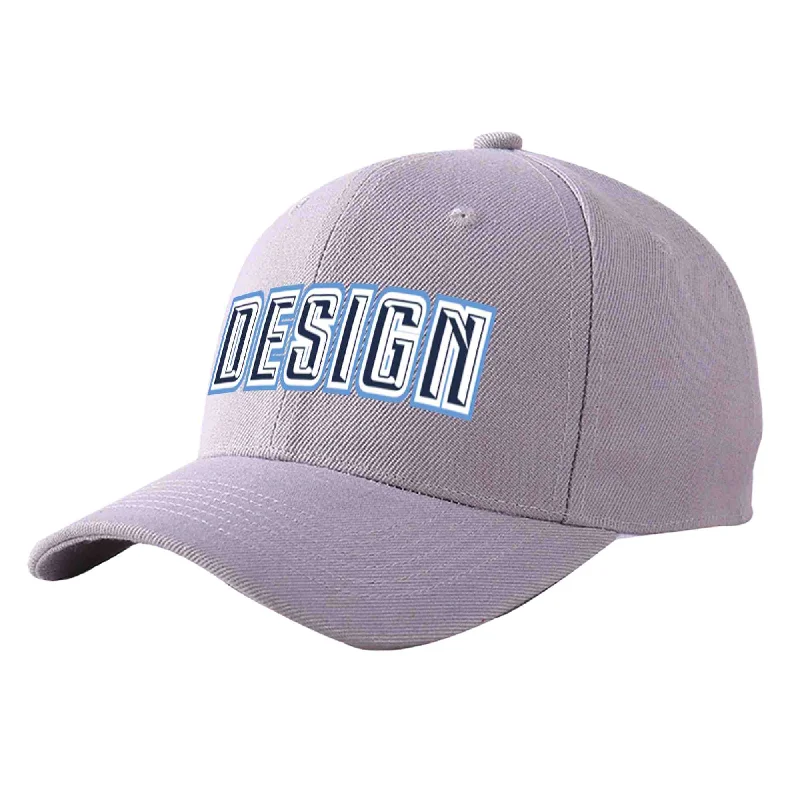 Best materials for baseball capsCustom Gray Navy-White Curved Eaves Sport Design Baseball Cap