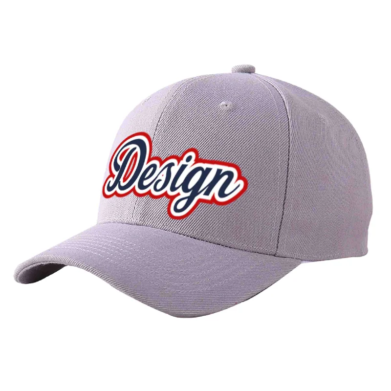 Baseball cap size guideCustom Gray Navy-White Curved Eaves Sport Design Baseball Cap