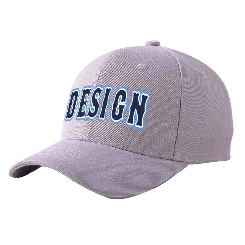 Baseball cap size guideCustom Gray Navy-White Curved Eaves Sport Design Baseball Cap