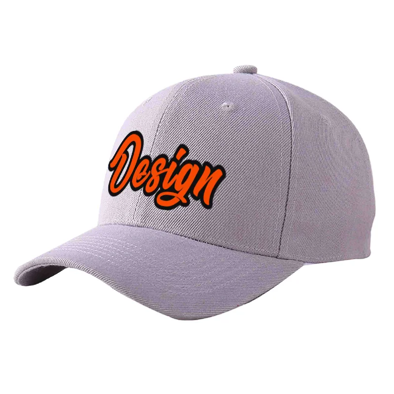 Baseball caps for different head shapesCustom Gray Orange-Black Curved Eaves Sport Design Baseball Cap