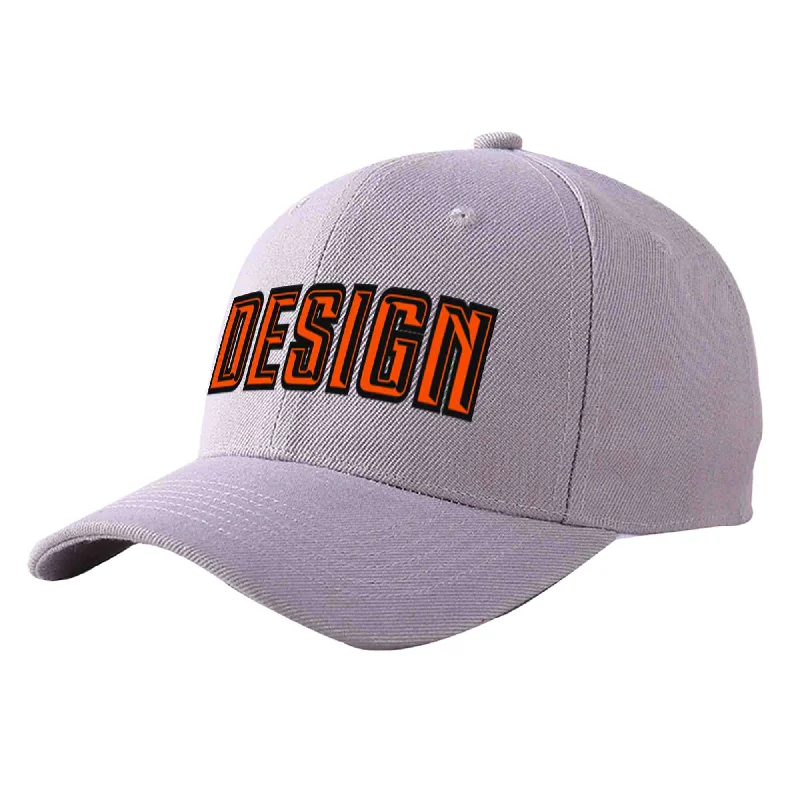 Functional baseball caps for specific needsCustom Gray Orange-Black Curved Eaves Sport Design Baseball Cap