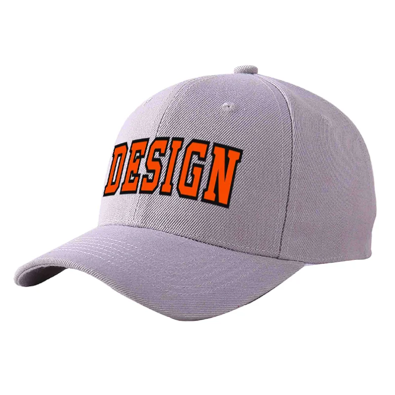 Limited edition baseball capsCustom Gray Orange-Black Curved Eaves Sport Design Baseball Cap