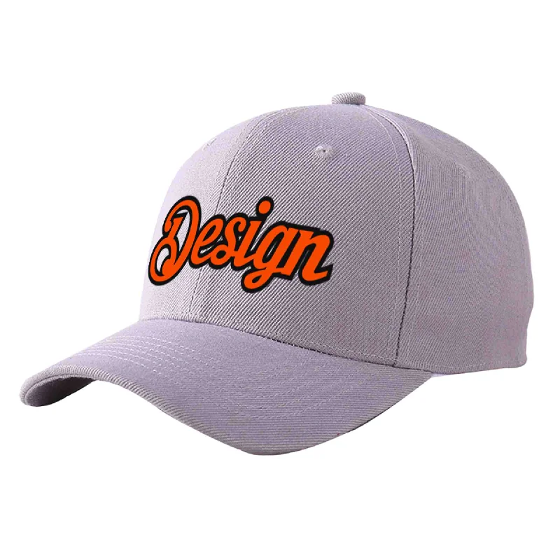 Baseball cap sales and promotionsCustom Gray Orange-Black Curved Eaves Sport Design Baseball Cap