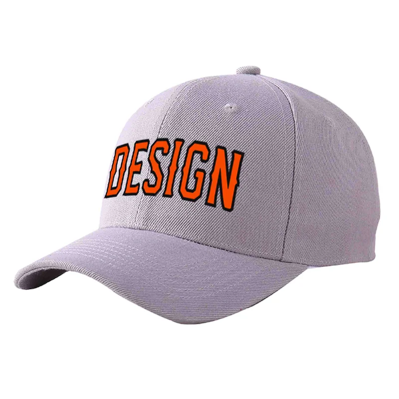 Baseball caps for different seasonsCustom Gray Orange-Black Curved Eaves Sport Design Baseball Cap