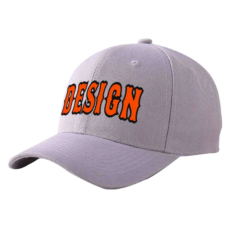 Best baseball cap brandsCustom Gray Orange-Black Curved Eaves Sport Design Baseball Cap