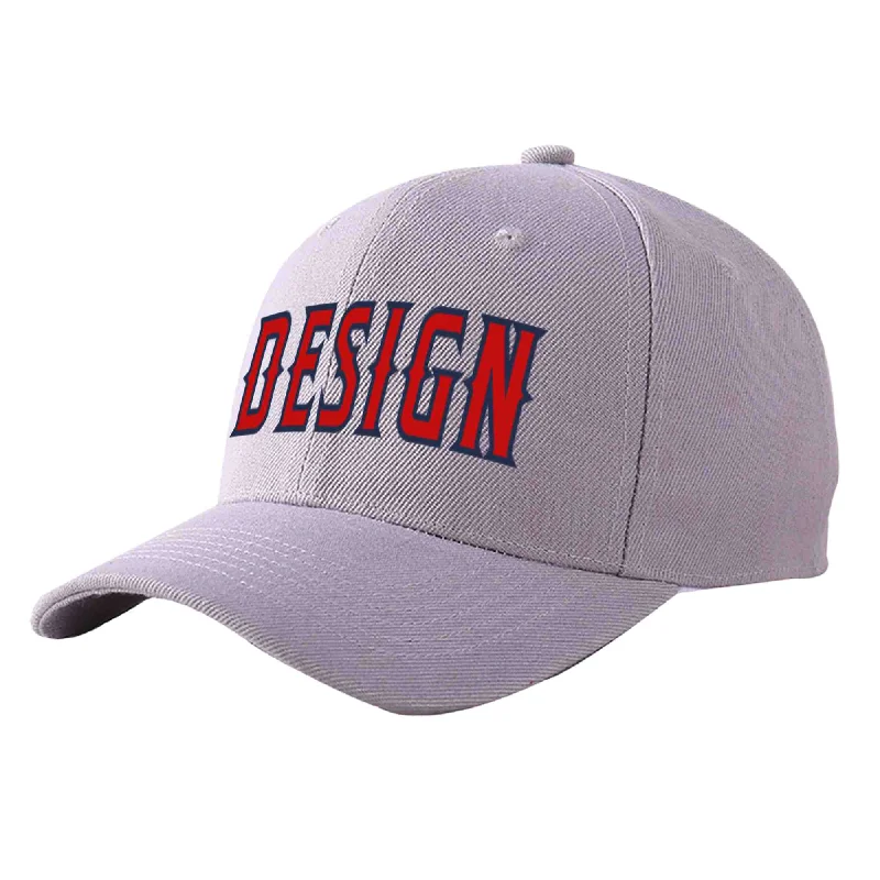 Baseball cap sales and promotionsCustom Gray Red-Navy Curved Eaves Sport Design Baseball Cap