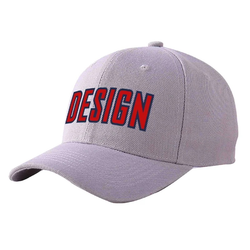 Best baseball cap brandsCustom Gray Red-Navy Curved Eaves Sport Design Baseball Cap