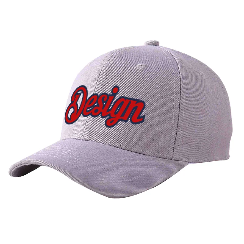 Baseball cap accessoriesCustom Gray Red-Navy Curved Eaves Sport Design Baseball Cap