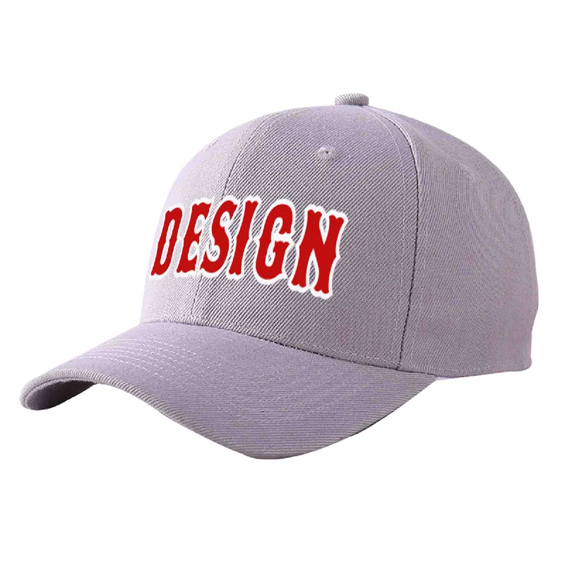 Baseball cap sales and promotionsCustom Gray Red-White Curved Eaves Sport Design Baseball Cap