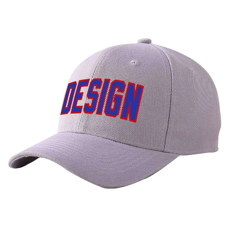 Baseball caps for winterCustom Gray Royal-Red Curved Eaves Sport Design Baseball Cap