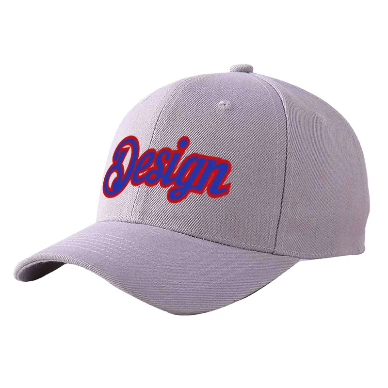 Baseball cap maintenance toolsCustom Gray Royal-Red Curved Eaves Sport Design Baseball Cap