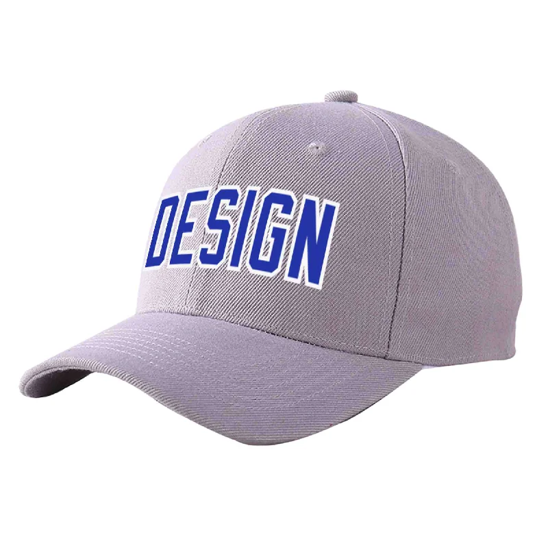 Best baseball cap brandsCustom Gray Royal-White Curved Eaves Sport Design Baseball Cap