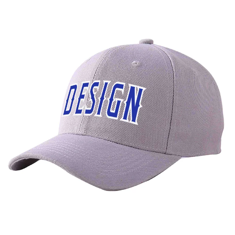 Vintage-style baseball capsCustom Gray Royal-White Curved Eaves Sport Design Baseball Cap