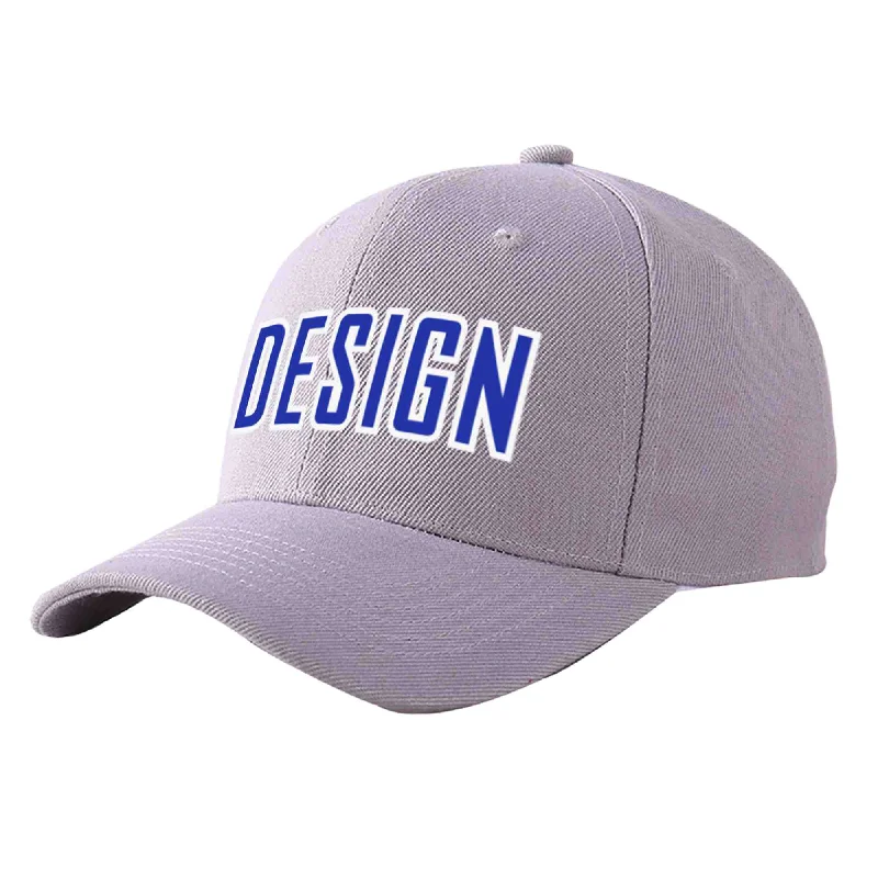 Baseball cap accessoriesCustom Gray Royal-White Curved Eaves Sport Design Baseball Cap