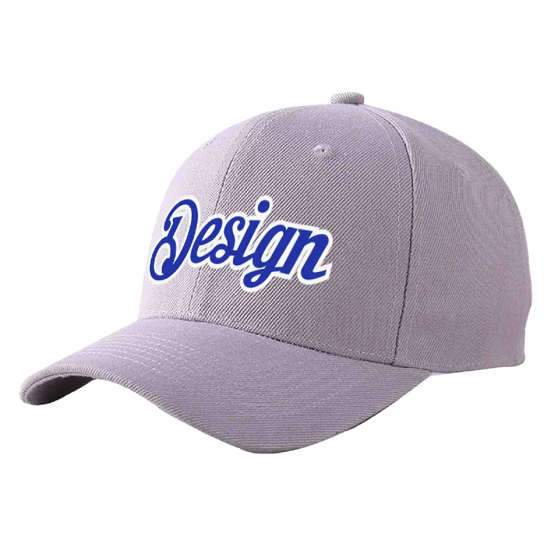 Classic baseball cap stylesCustom Gray Royal-White Curved Eaves Sport Design Baseball Cap