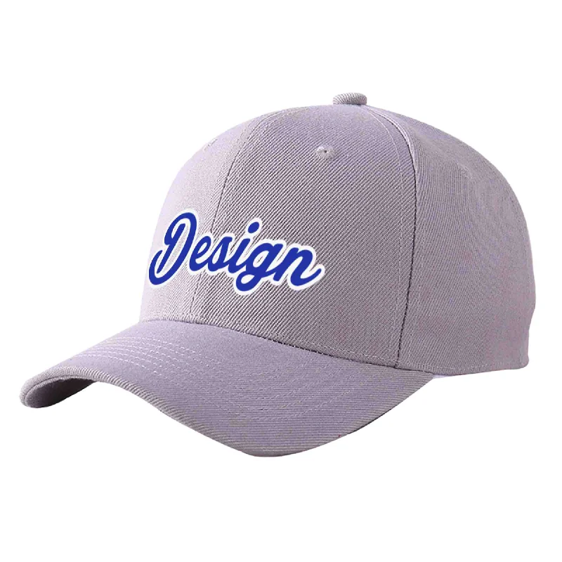 Baseball caps for menCustom Gray Royal-White Curved Eaves Sport Design Baseball Cap