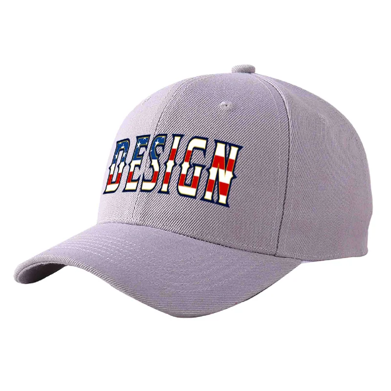 Baseball caps for different head shapesCustom Gray Vintage USA Flag-Gold Curved Eaves Sport Design Baseball Cap